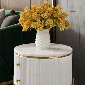 Hotel Furniture Marble Top <b>Side</b> <b>Tables</b> Gold Plated Metal Round End <b>Table</b> for Living Room, Hotel, Office Manufacture - Product Image 4
