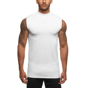 Débardeur noir sans manches à col montant pour homme, couleur unie, tricoté, idéal pour la gym, l'entraînement et la musculation - Product Image 4