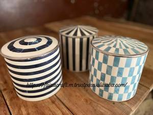 100%Black and White Bone Inlay Ice <b>Bucket</b> Bar & Wine Ice <b>Buckets</b> Beverage Horn Ice <b>Bucket</b> for Low Price <b>with</b> Steel Knobs and <b>Lid</b> - Product Image 3
