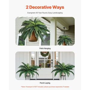 2 pezzi di felci artificiali di Boston 35 rami decorazioni in plastica per interni interni eleganti piante e vegetazione per interni/esterni - Product Image 5