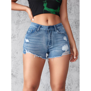 Shorts de mezclilla de verano para mujer de alta calidad, transpirables, de dobladillo enrollado, venta al por mayor, casuales, ajustados, sexys, estilos variados, venta al por mayor - Product Image 5