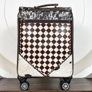 Luxury Designer Pattern Hand <b>Tooled</b> Genuine Cowhide Leather Suitcase Bag <b>Trolley</b> Luggage Perfect for Travel Multi-functional - Product Image 4