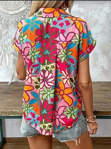 Camisa de playa de manga corta para mujer, con botones, informal, holgada, para verano - Product Image 3