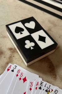 Boîte de rangement pour cartes de poker minimaliste en résine, forme rectangulaire, gravée, étui pour cartes à jouer, organisateur de jeux décoratif, design moderne - Product Image 2