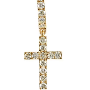 Pendentif croix en or jaune 10 carats avec diamant naturel |   Charme chrétien en diamant rond 0,35 CTW, bijoux fins unisexes hip-hop sans chaîne - Product Image 3