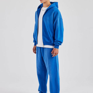 Ensemble de survêtement tendance pour homme, coupe ample, imprimé, 100% coton, sweat-shirt à fermeture éclair avec poches latérales, pantalon de jogging, ensemble 2 pièces - Product Image 4