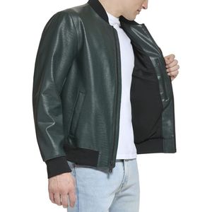 Men's Custom Logo Cow Skin Leather <b>Jacket</b> Solid Color Streetwear With Stand Collar New Condition Fabric Online <b>jacket</b> for men - Product Image 5