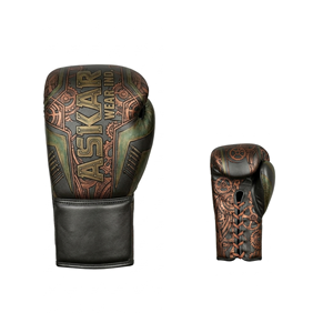 Gants de boxe Askar Wear Ind en cuir à lacets, pour adultes, entraînement complet des doigts, 12 oz, gants de combat - Product Image 1