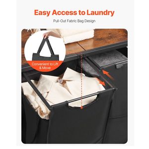 Cesto de Ropa Sucia de 3 Niveles con Colgador de 2 Secciones Independiente, Cestas de Almacenamiento de Ropa Sucia con Cajones y Estante - Product Image 4