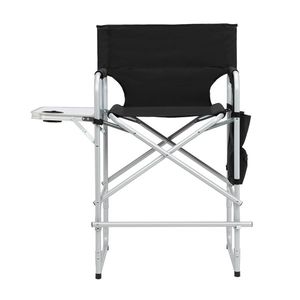 Silver White Iron Pipe Director's Chair with Black Cloth Surface Plastic Sprayed 103*60*499cm 120kg Capacity Easy Carrying - Product Image 2