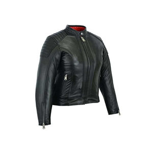 Chaqueta de Motociclista de Cuero Genuino Rojo, Cuello Alto, Cierre de Cremallera, Corte Ajustado, Manga Regular, Color Sólido, Ropa de Otoño para Hombre - Product Image 3