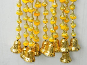 <b>Gold</b> Traditional Pom Pom Bell Garland Handcrafted Wall Hanging Wedding Diwali Party Entryway Housewarming Festival Decor - Product Image 3
