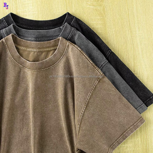 Vente en gros OEM Acid Wash Vintage T-shirt personnalisé pour hommes T-shirt épais 100% coton surdimensionné Design graphique T-shirt noir délavé - Product Image 1
