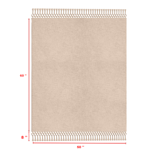 Solid Cream Color Cotton Throw With Large Fringes Eco Friendly custom Cotton Throw For Sofa at Factory price. - Product Image 6