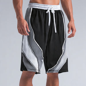 กางเกงบาสเก็ตบอลผู้ชายผ้าโพลีเอสเตอร์ 100% สไตล์สตรีทแวร์ เอวสูงรูดเชือก กางเกงบาสเก็ตบอลตาข่ายสำหรับฤดูร้อน - Product Image 1