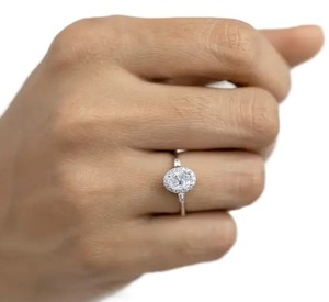 IGI Certified Oval Lab Grown Diamond 10K 14K 18K Solid Gold Hidden Halo Promise Ring Anniversary Ring Proposal Ring Vintage Ring - Product Image 6