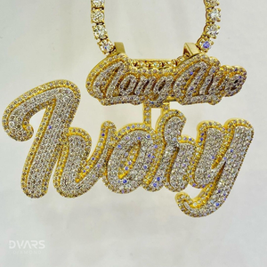 Pendentif Lettre Initiale Personnalisée en Argent Sterling 925, Sertie de Moissanite VVS de Luxe, Testée, Bicolore, Style Hip Hop - Product Image 3