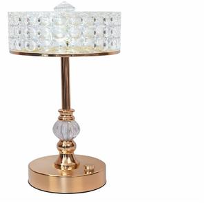 Lámpara de Mesa de Cristal de Lujo con Base de Metal Dorado, Luz LED Decorativa para Mesa de Noche, Iluminación Interior de Lujo para el Hogar - Product Image 1