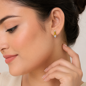 Boucles d'oreilles de luxe en diamant véritable avec fermoir à vis |   Bijoux fins en or jaune 14 carats |   Boucles d'oreilles élégantes pour femmes, idéales pour le quotidien, un cadeau raffiné - Product Image 2