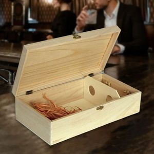 Boîte cadeau en bois naturel pour bouteille de vin, pour un emballage haut de gamme, le stockage, le transport et les occasions spéciales élégantes. - Product Image 4
