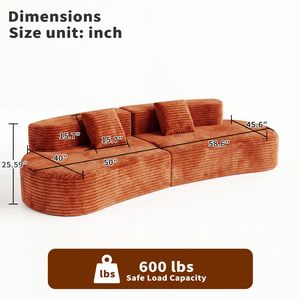 Divano Componibile Curvo Moderno con Motivo a Nuvole da 108,6 Pollici, Telaio con Tecnologia di Compressione per Arredamento Soggiorno - Product Image 2