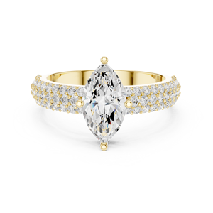 Marquise Cut Lab Grown Diamond <b>Ring</b> Gold Plated Bridal Wedding Band Micro Pave Luxury Jewelry for Women - Product Image 5