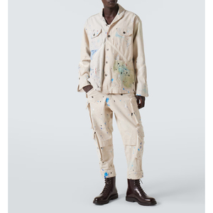 <b>Men's</b> Paint Splatter <b>Cargo</b> <b>Pants</b> Canvas Street Style Trousers Drawstring Waist Multi Pocket - Product Image 3