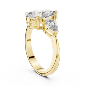 Anillo de Compromiso y Boda SATVIK RATNA de Lujo con Corte Pera de 3 Ct, Cultivado en Laboratorio, Certificado IGI, Oro de 10k/14k/18k - Product Image 4