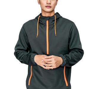 Customized Men's Spring Hooded Canvas <b>Reflective</b> <b>Running</b> <b>Jacket</b> 100% Polyester Breathable Windproof Sweatsuit - Product Image 1