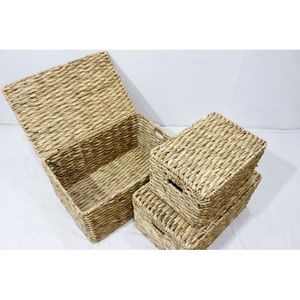 Artex Dong Thap - Juego de 3 Cajas de Almacenamiento Rectangulares de 2 Niveles, Hechas a Mano con Hierba Marina, Ecológicas, Minimalistas, con Tapa y Asa, Organizador para el Hogar - Product Image 5