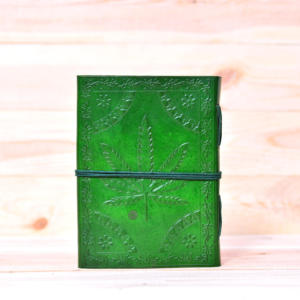 Genuine Full Grain Leather Journal Notebook with <b>Leaf</b> Embossed Green Handmade Antique Design Thread Sewn Flower Embossed Diary - Product Image 5