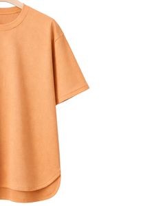 Camiseta Oversize Personalizada Color Durazno para Hombre, con Dobladillo Curvo, Hombro Caído, Cuello Redondo, de Algodón Liso, Estilo Urbano, para Verano - Product Image 4