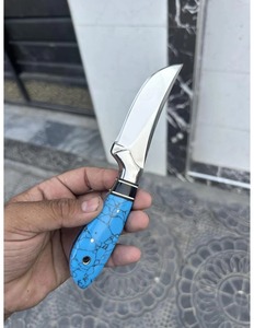 Couteau Skinner à pointe tombante en acier inoxydable fait main, manche turquoise, étui en cuir, longueur totale de 7 pouces, pour le camping - Product Image 2