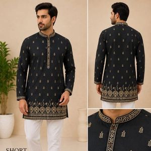 <b>men's</b> Premium And elegent Rayon Cotton Short <b>Kurta</b> with Embroidery Work & Dual Side Pockets wholesale rate by royal export - Product Image 4