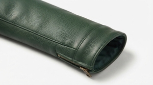 Men's Green Genuine <b>Leather</b> <b>Biker</b> <b>Jacket</b> With Faux Fur Collar Windproof Winter Moto Style Zipper Closure Regular Fit - Product Image 4