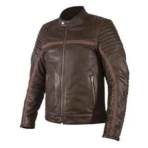 Jaqueta de couro genuíno para motocicleta, jaqueta personalizada de couro genuíno sustentável para motocicleta e corrida automática para homens, roupas esportivas para adultos