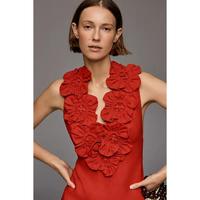 Robe longue Amorzinho 100 % coton naturel pour femme, unie, brodée, élégante, décontractée, respirante, sans manches, col en V