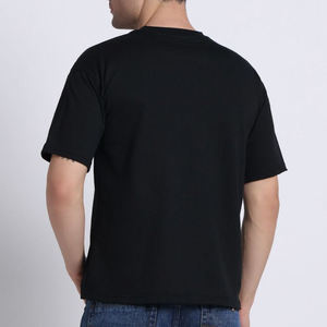 T-shirt à manches courtes pour homme, col rond, noir, coupe classique, décontracté, 100% coton jersey, couleur unie, design simple - Product Image 4