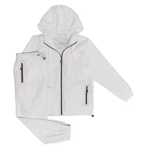 Windbreaker Hoodie Set 100% Cotton <b>Lightweight</b> Durable Fabric Breathable Windproof Sporty Travel Tracksuit Custom Hoodie <b>Jacket</b> - Product Image 1