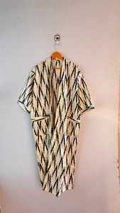 Traditional Pure Cotton Summer <b>Bridal</b> Hippie Kimono Long Crossover Breathable Quick Dry Block Printed Cotton Robe Sleepwear - Product Image 3