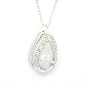 Pendentif Poire de Luxe en Or Blanc 18K 14K 9K avec Diamant Naturel Taille Ronde Brillante, Cadeau de Fiançailles, Parure de Bijoux Fins pour Femme - Product Image 1