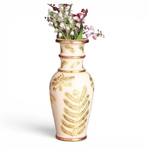 Maceta de Mármol Hecha a Mano con Decoración Floral Dorada |   Jarrón Decorativo de Mármol |   Decoración del Hogar y de la Mesa - Product Image 3