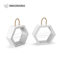 Boîte cadeau personnalisée en papier biodégradable avec fenêtre hexagonale et pelliculage mat pour cosmétiques, fleurs, sérum de soin à emporter