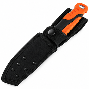 Couteaux de chasse à lame fixe orange, noir et argent, petits, avec poignée ergonomique antidérapante, lame en acier tranchante, étui de protection, pour l'extérieur - Product Image 6