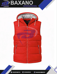 Delta |   Sigma |   Gilet matelassé Theta Sorority avec broderie personnalisée de lettres grecques, à capuche rouge, tricoté, imperméable et coupe-vent pour homme - Product Image 5