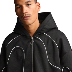 Sudadera con capucha y cremallera para hombre, personalizada, de alta calidad, de algodón y forro polar, con cremallera completa, ropa informal, venta al por mayor - Product Image 3