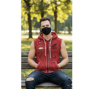 Camiseta sin mangas de alta calidad para gimnasio, chaleco deportivo ajustado, sudadera con capucha sin mangas, sudaderas con capucha básicas de mezcla de algodón. - Product Image 2