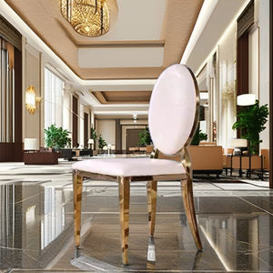 Chaise de salle à manger moderne de luxe en métal doré avec pieds coniques pour hôtel et restaurant, utilisation intérieure/extérieure - Product Image 4