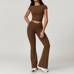 Conjunto de Yoga de 6 Piezas a Cuadros de Alta Calidad para Mujer, Ropa Deportiva con Cierre, Ajustada, Transpirable, para Atletas Femeninas - Product Image 1