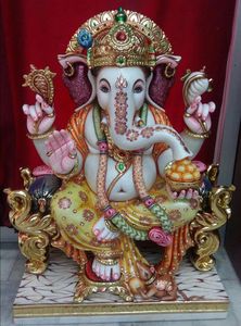 Beautiful White Marble Ganesh Statues - Product Image 2
